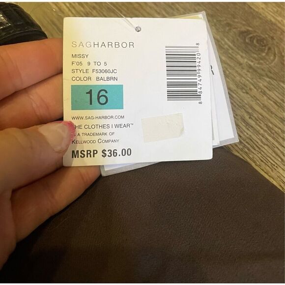 Sag Harbor Brown Comfort Stretch Dress Pants with Belt 16 New - Picture 2 of 6